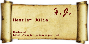 Heszler Júlia névjegykártya