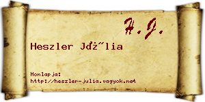 Heszler Júlia névjegykártya